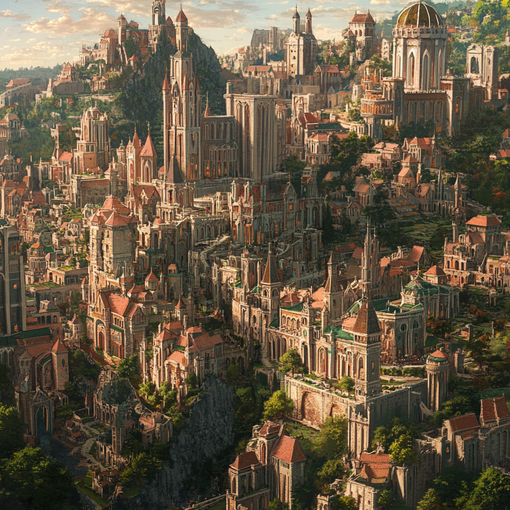 Fantasy Megalopolis Cityscape: Brittonic, Anglo-Saxon, Romanesque Architecture