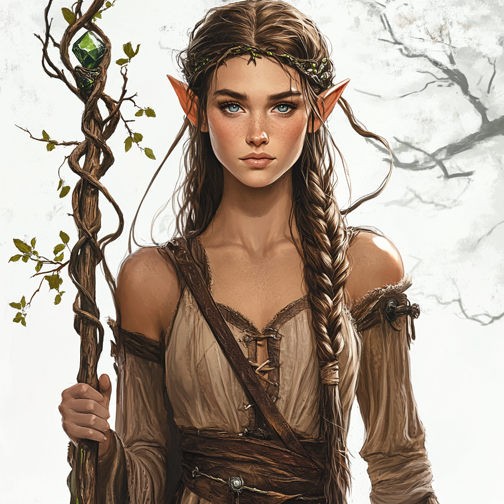 Fantasy RPG Satyr with Green Crystal Staff, D&D Art