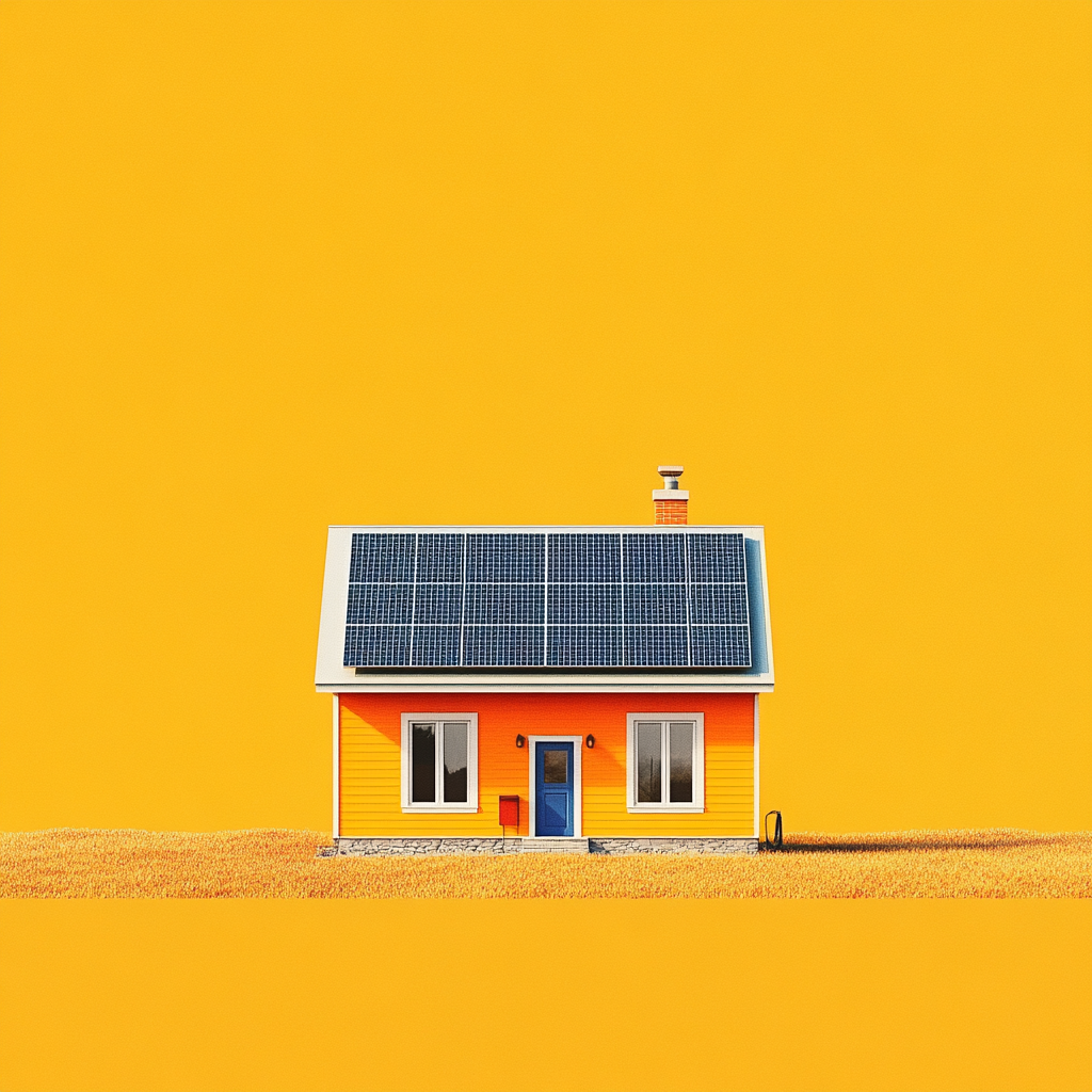 Farm home in Alberta with solar panels