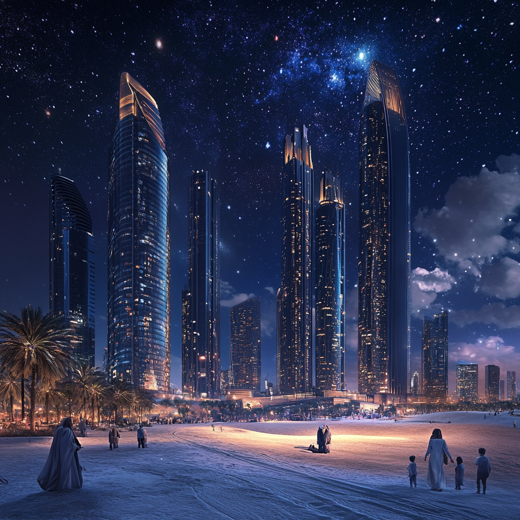 Fascinating city of Abu Dhabi, realistic 3D render.