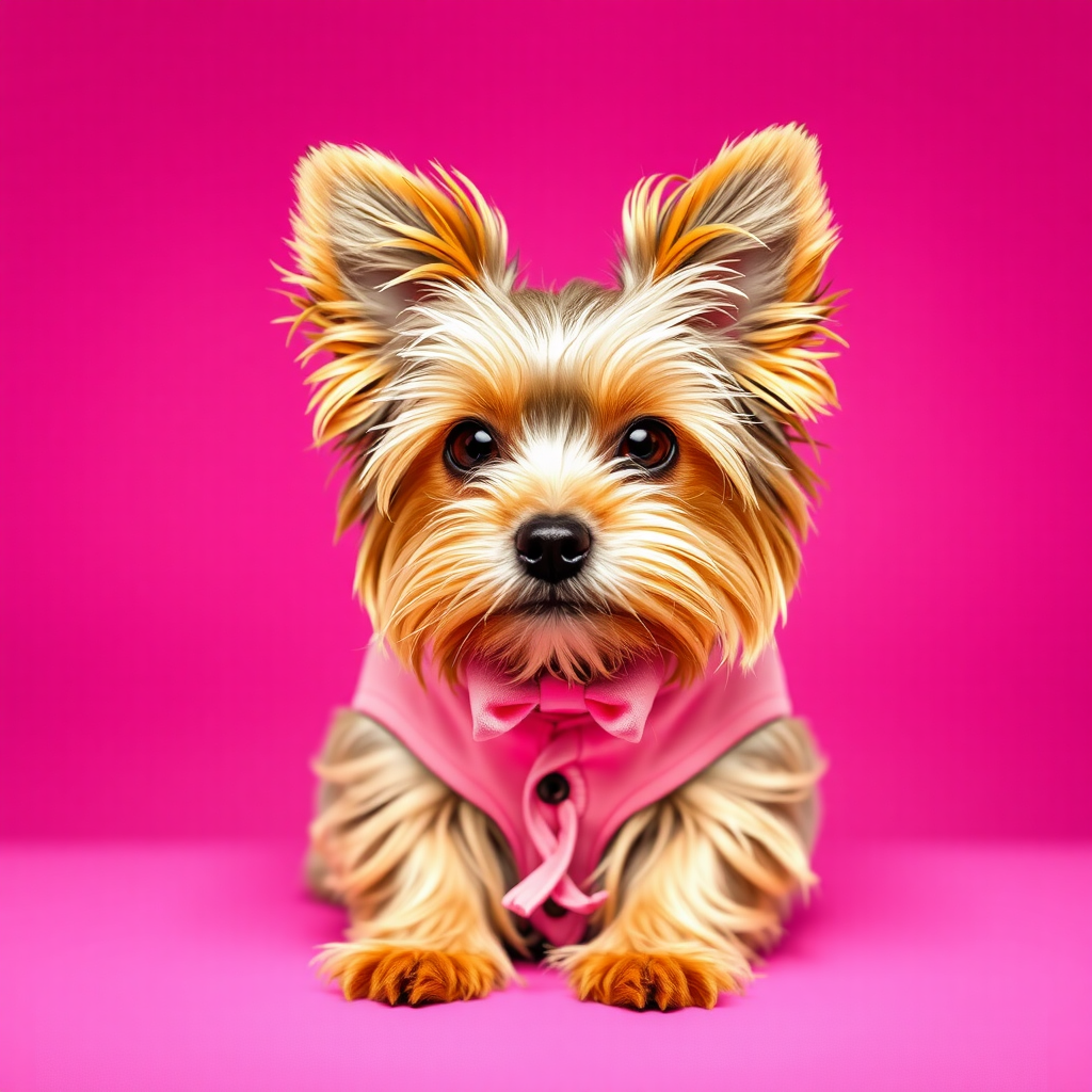 Fashionable Yorkshire Terrier in Pink Elegance