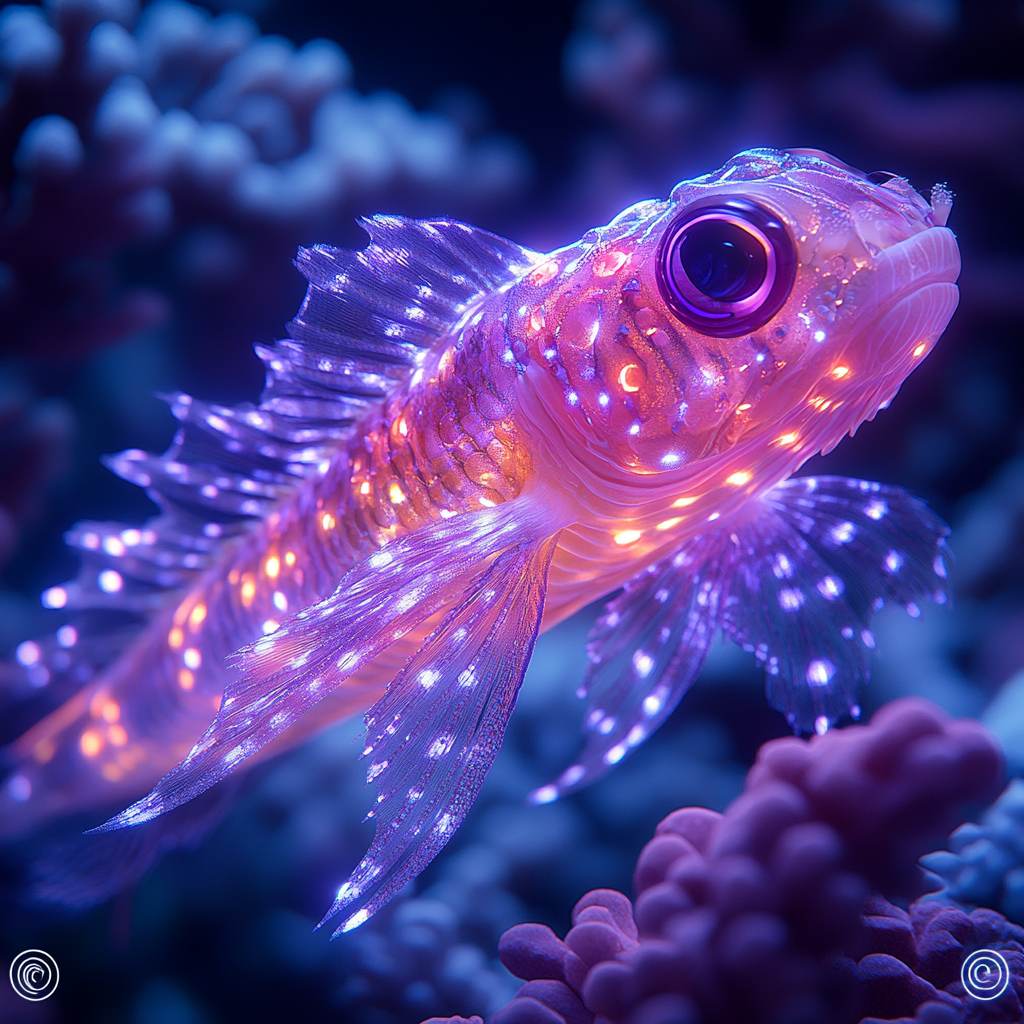 Fashionable deep sea viperfish with metallic LED lights.