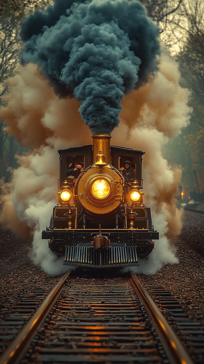 Fast Train Car with Smoke and Bright Colors