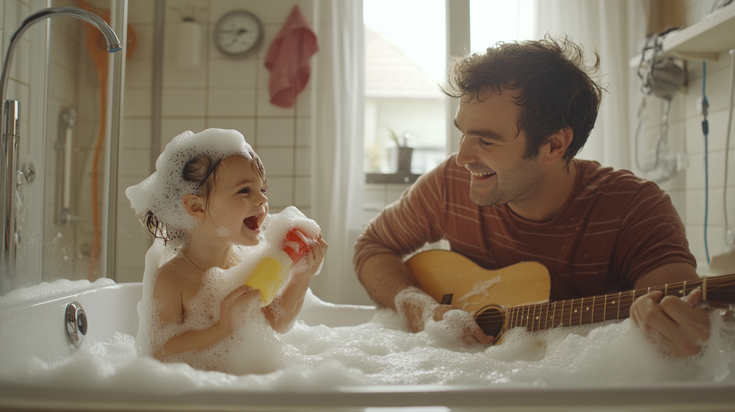 Father and Daughter Bathroom Singing Concert