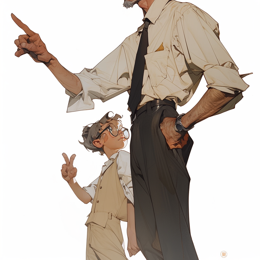 Father and Son Holding Hands, Pointing by Jc Leyendecker