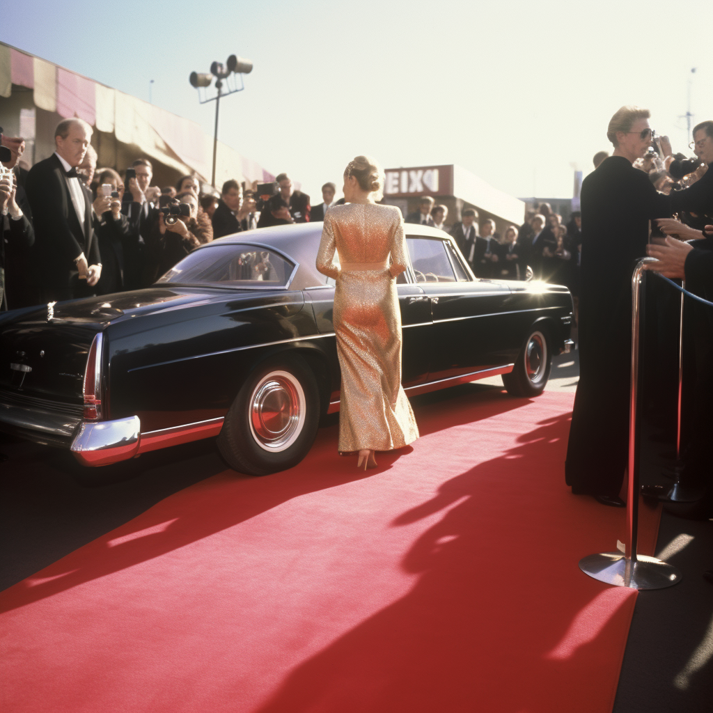 Female Hollywood star, 20, arriving at red carpet.