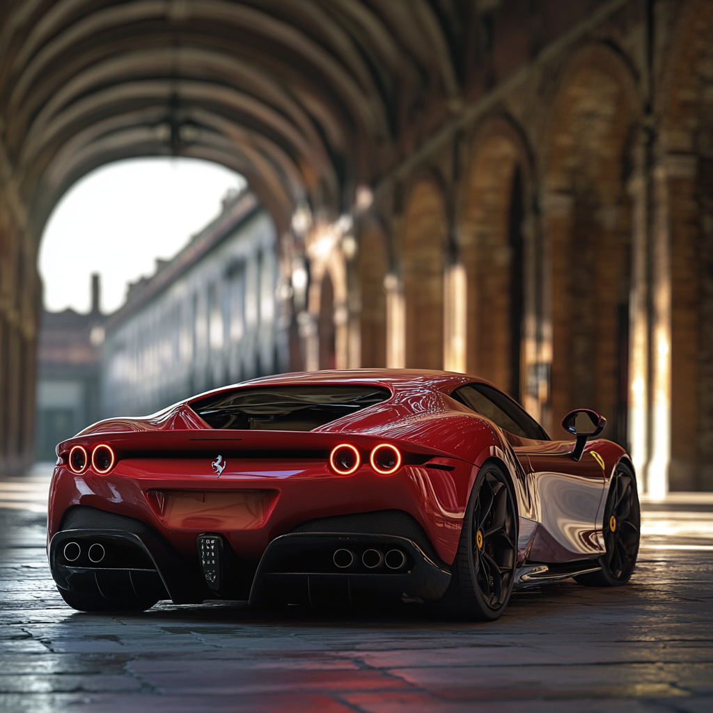 Ferrari sp3 on platform, ultra detailed, soft lighting