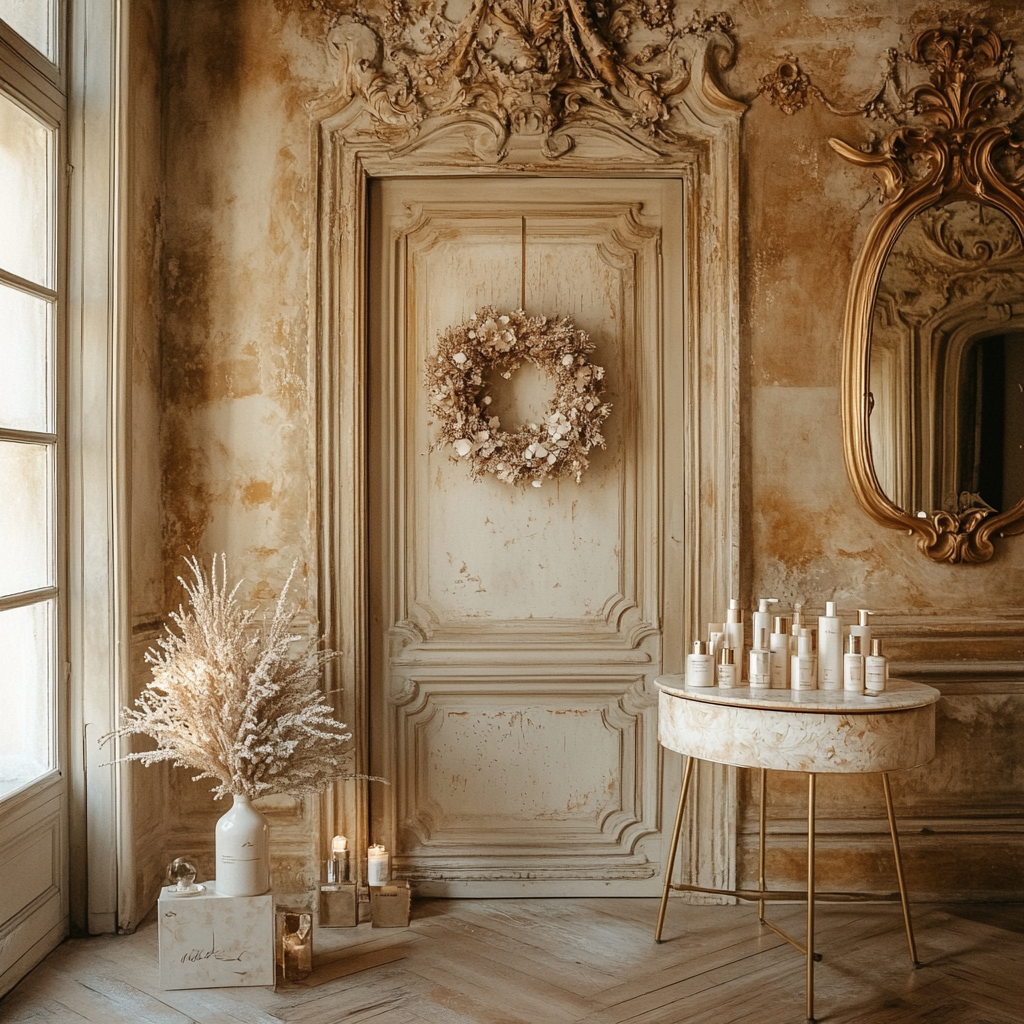 Festive Cardboard Wreath in Beautiful Gold Room