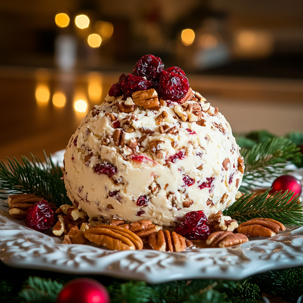 Festive Cheese Ball with Cranberries and Pecans