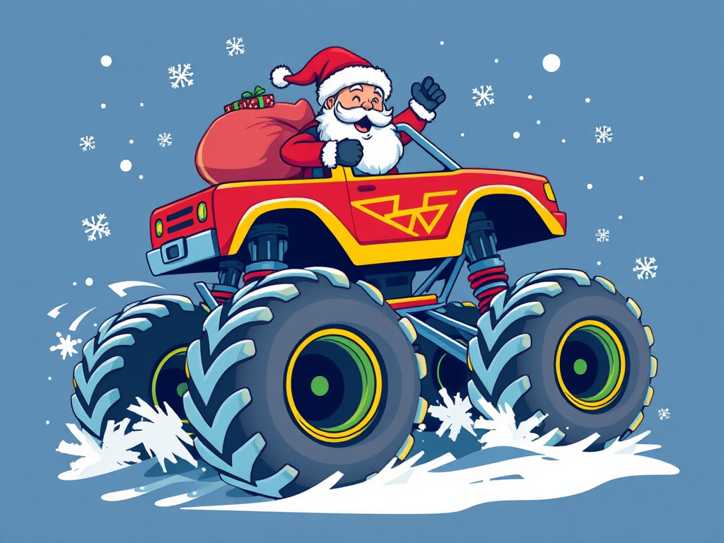 Festive Santa Claus Monster Truck Design