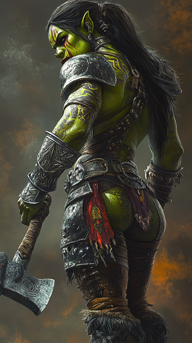 Fierce Female Orc Warrior Fantasy Art 