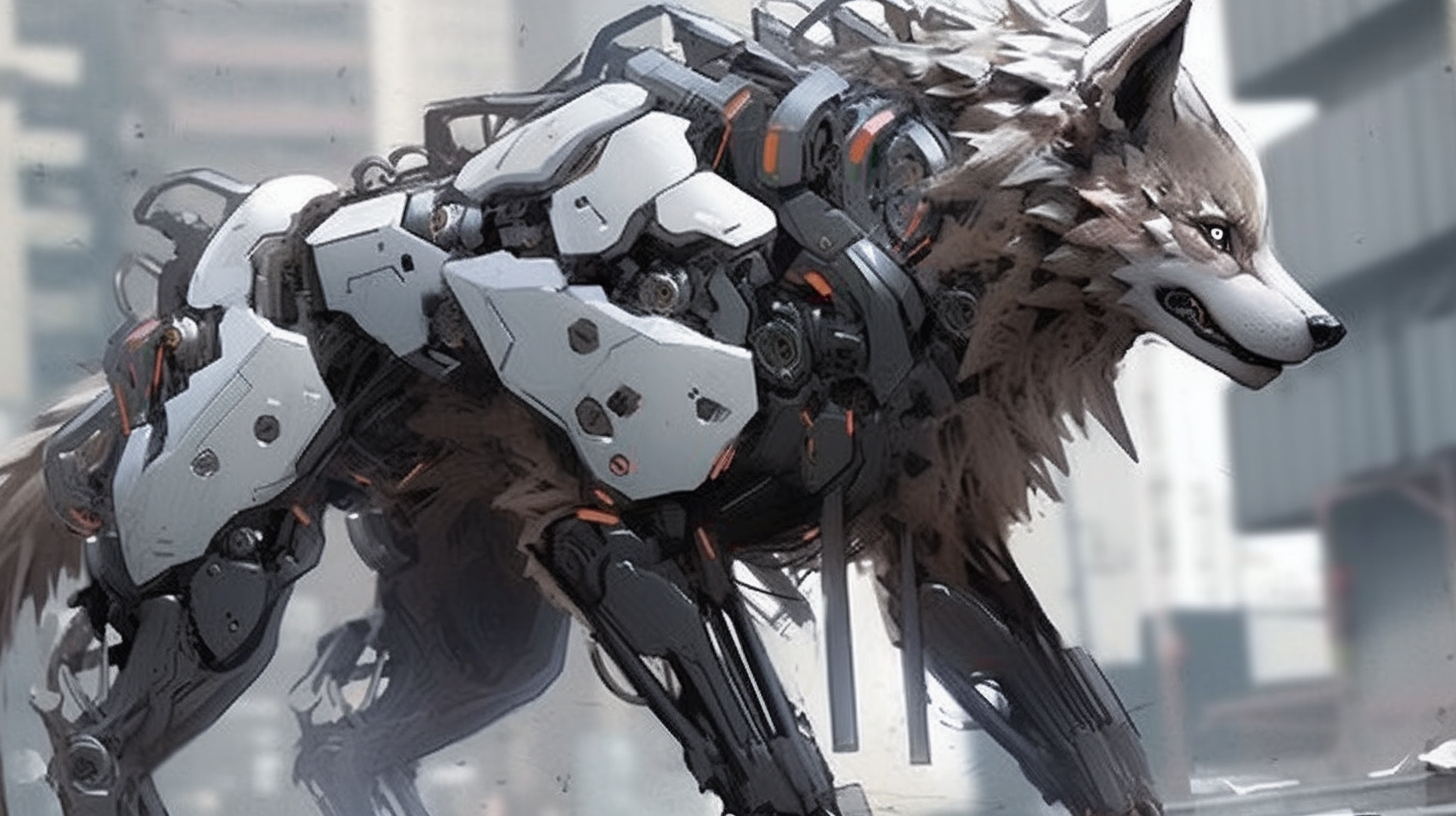 Fierce Wolfhound in Anime with Mechanical Parts