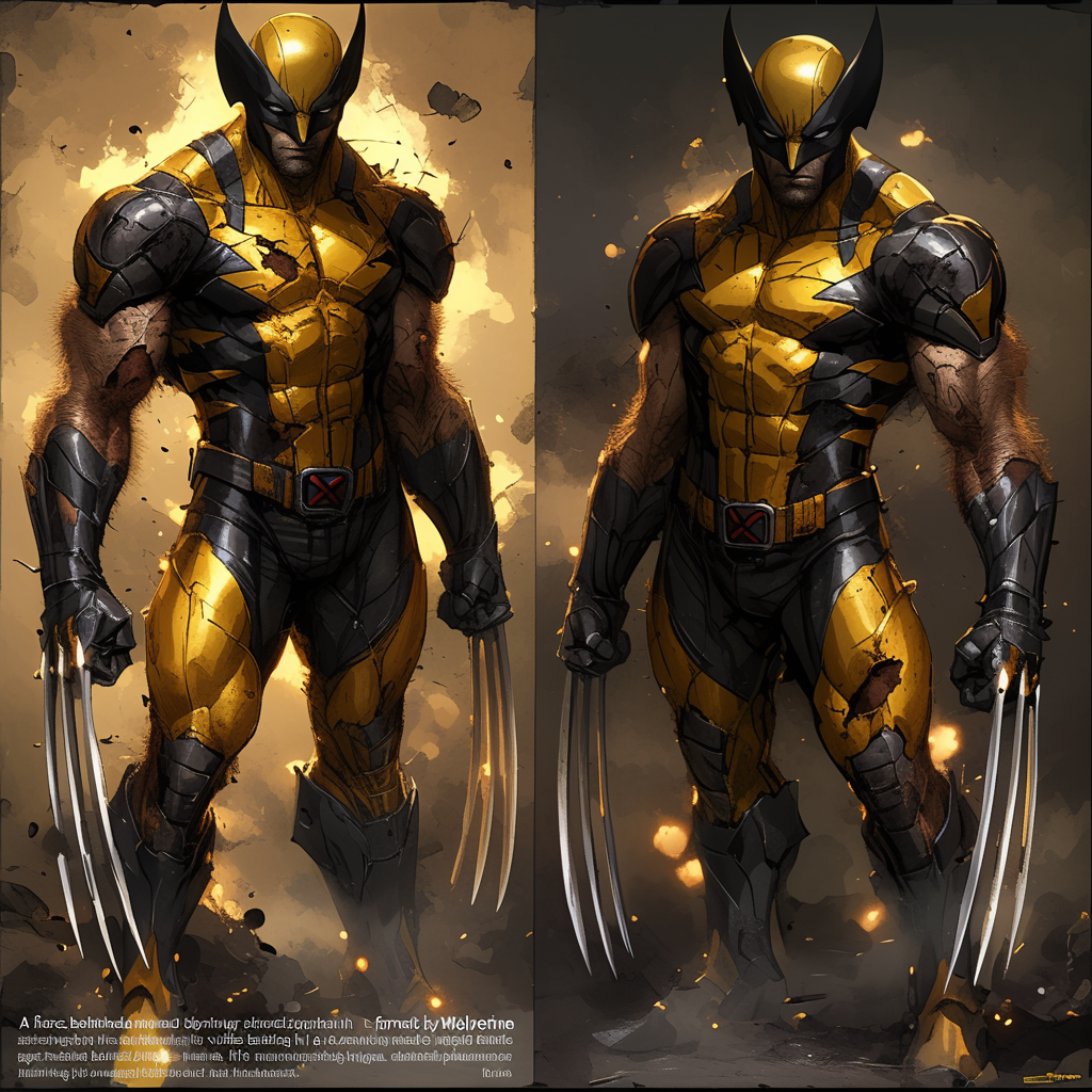 Fierce Wolverine superhero in classic suit, claws extended boldly.