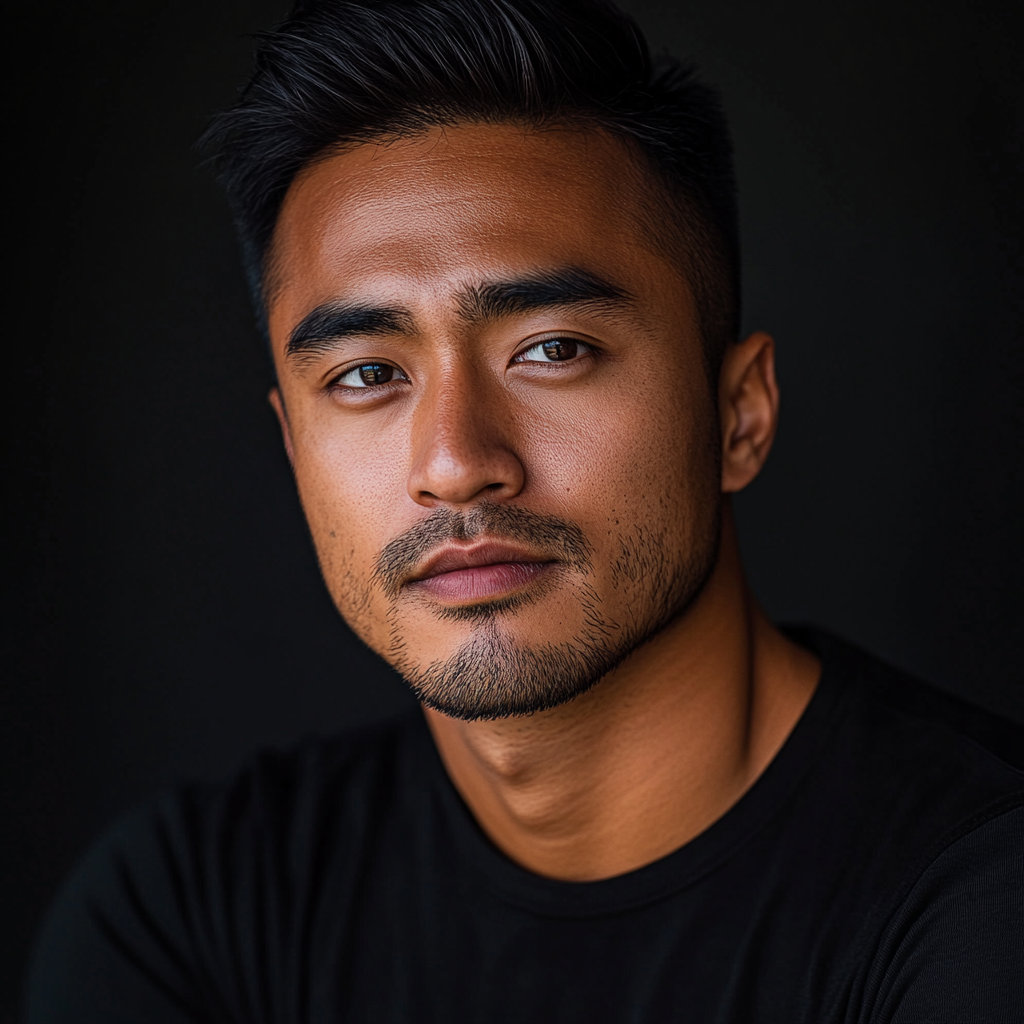 Filipino male, 30 years old, headshot, high quality.