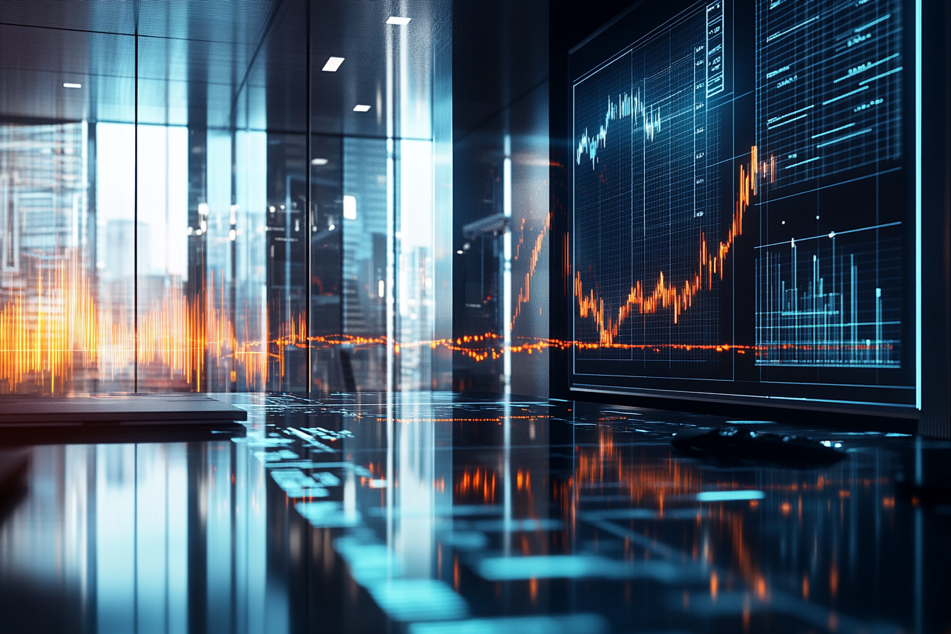 Financial Graph Shows Changing Interest Rates in Modern Office