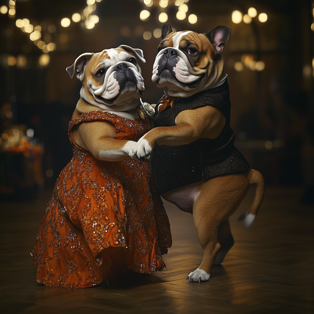 Finely Dressed Bulldog Slow Dances at Prom 