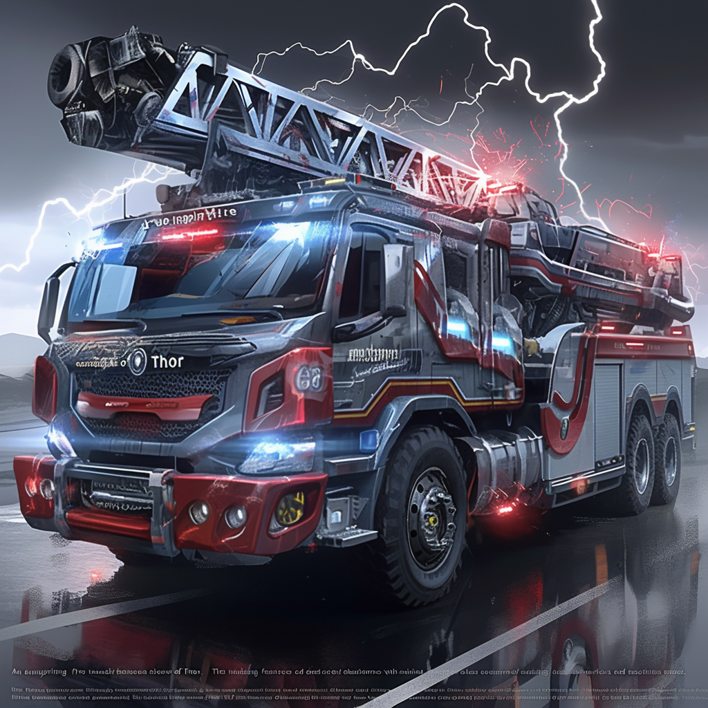 Fire truck transformed into Thor's divine, powerful thunder chariot.