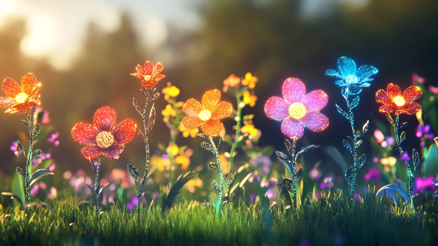 Five SMART labeled wildflowers in a meadow.