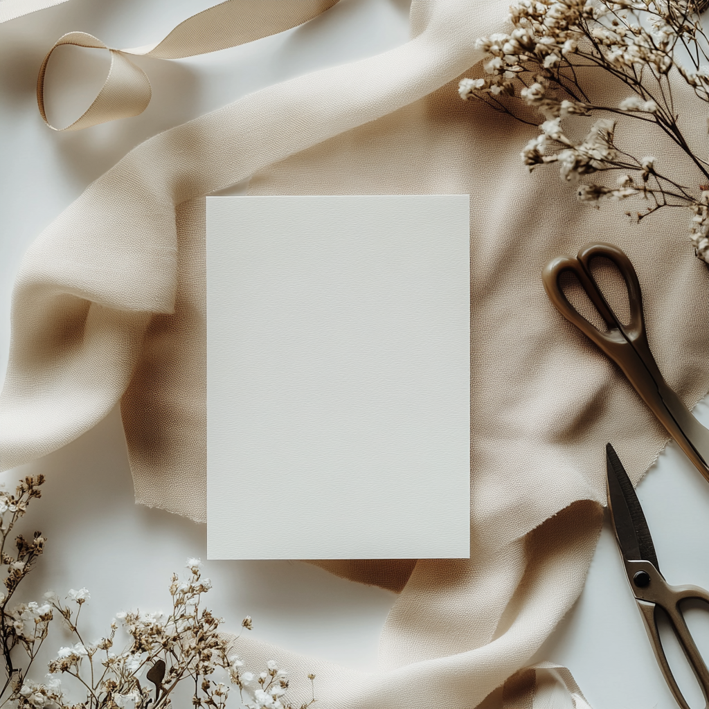 Flat Lay of Greeting Card Surrounded by Office Items