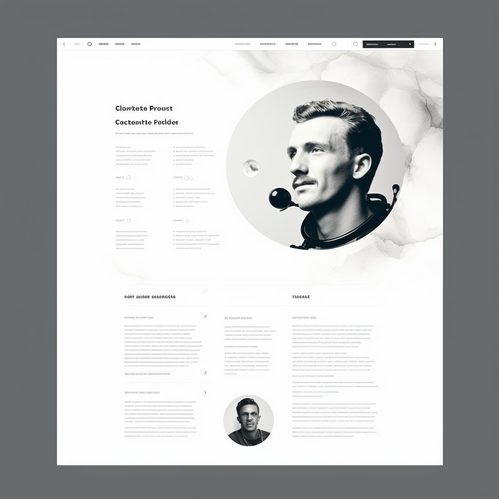 Flat design of memorial portfolio page with black white.