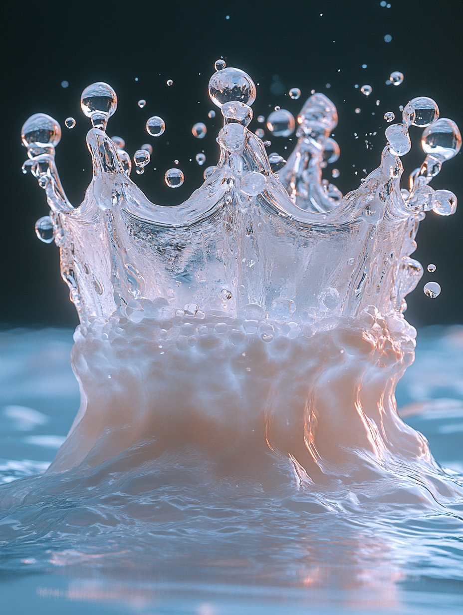 Floating Crown: Blue Water Splash with Ripples