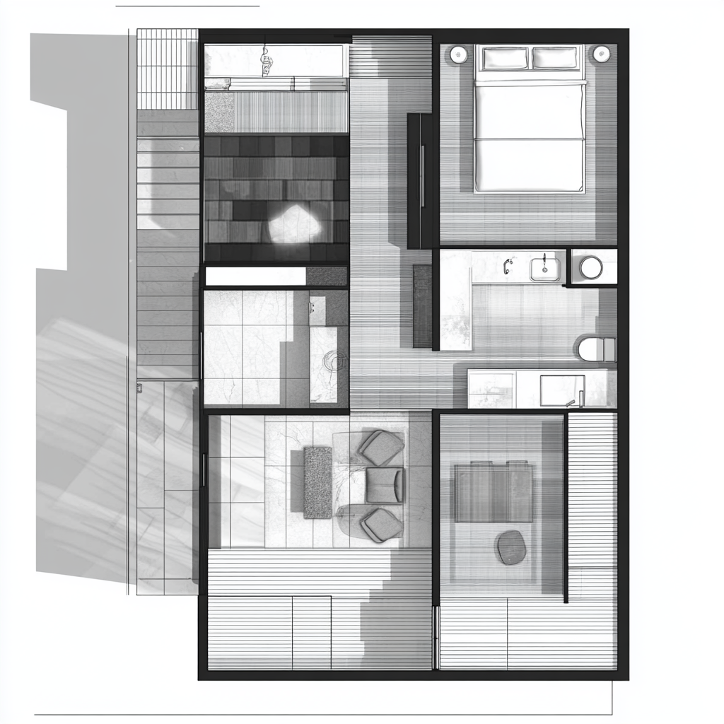 Floor plan of 3 bedroom loft home