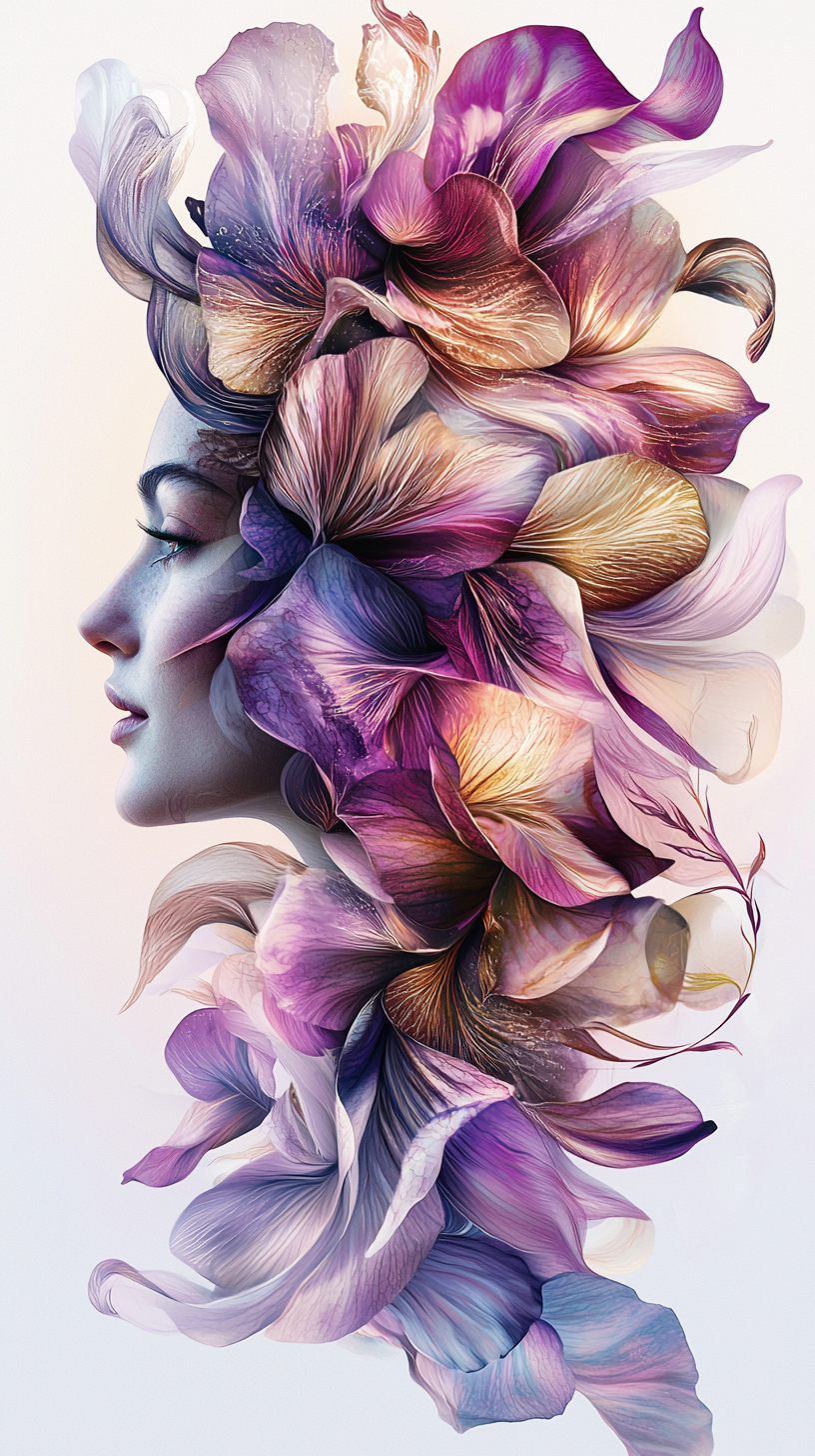 Floral Hair Woman: Ethereal Beauty in Sunset Tones