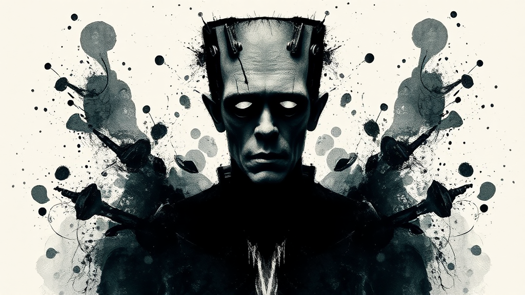 Frankenstein's Monster: Eerie Ink Blotch Representation