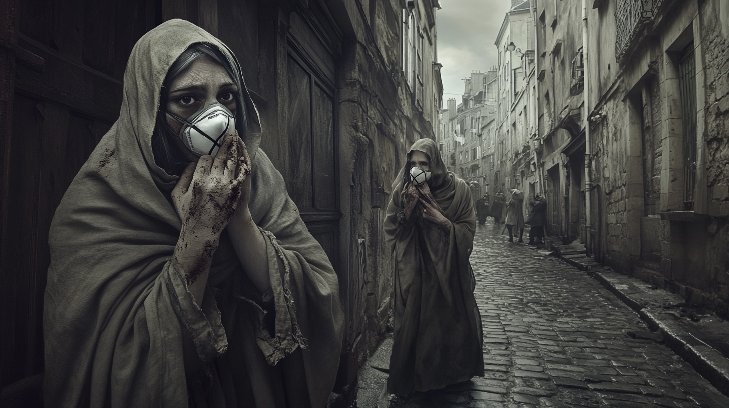 French City During Black Plague: Empty Streets, Marked Doors