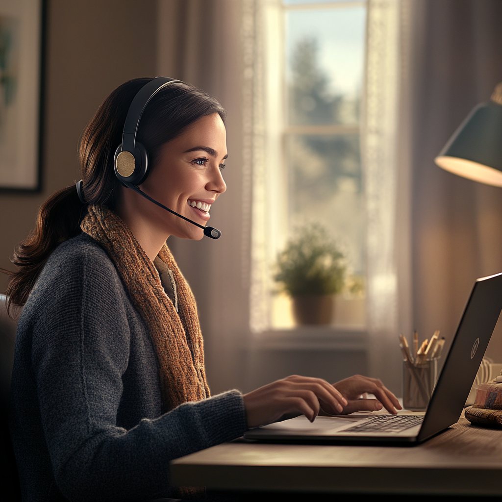 Friendly Customer Service Representative Working From Home