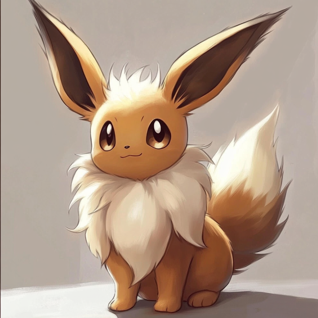 Friendly anime creature resembling Eevee and Sobble.