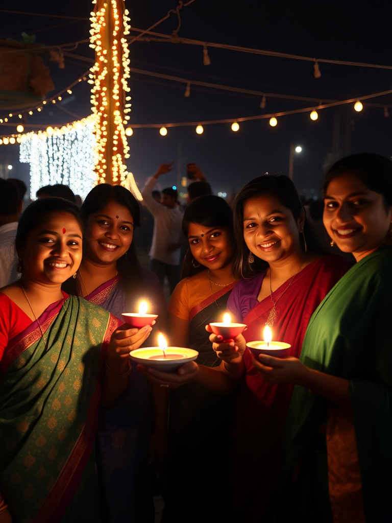 Friends celebrating Diwali in Canada.