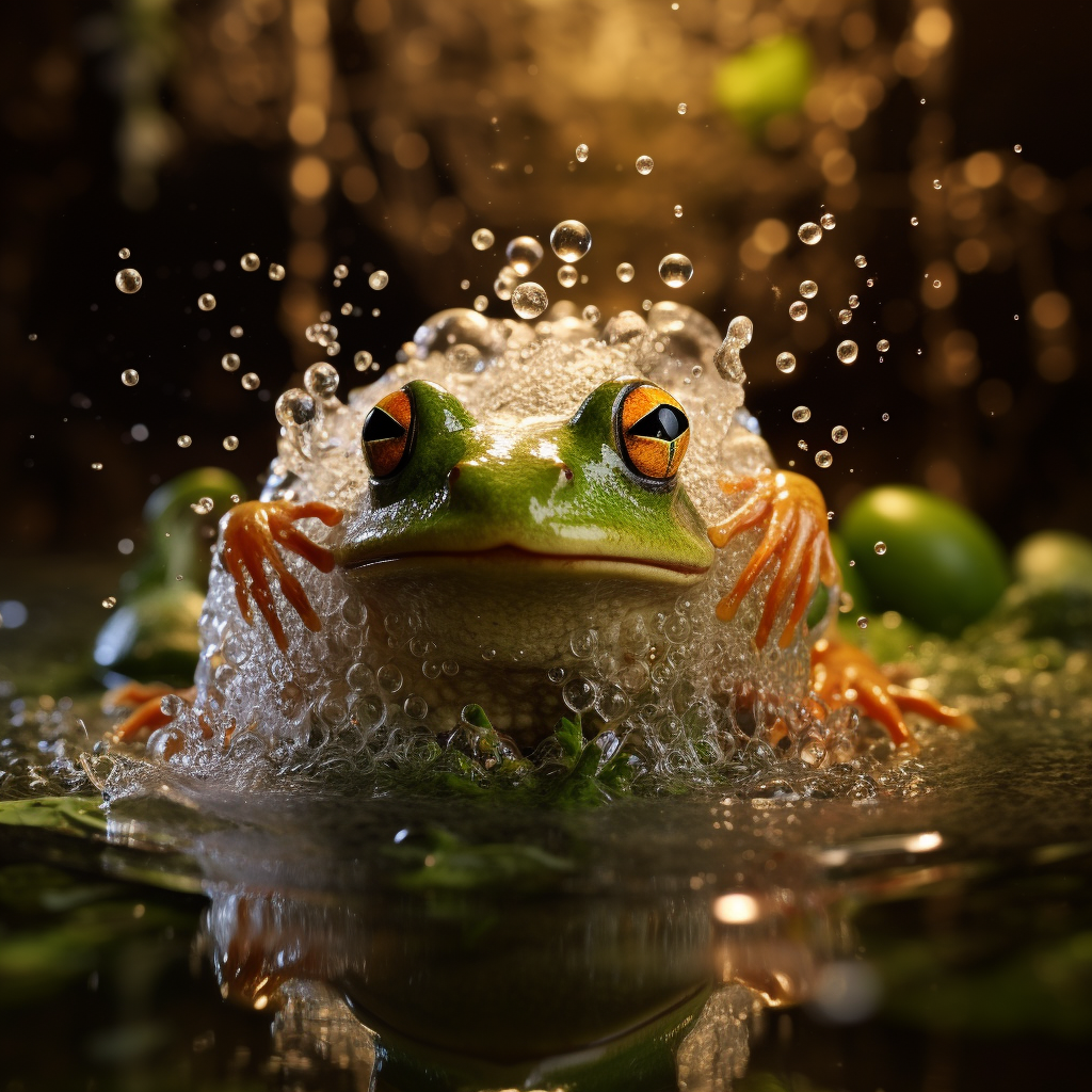 Frog eggs in water