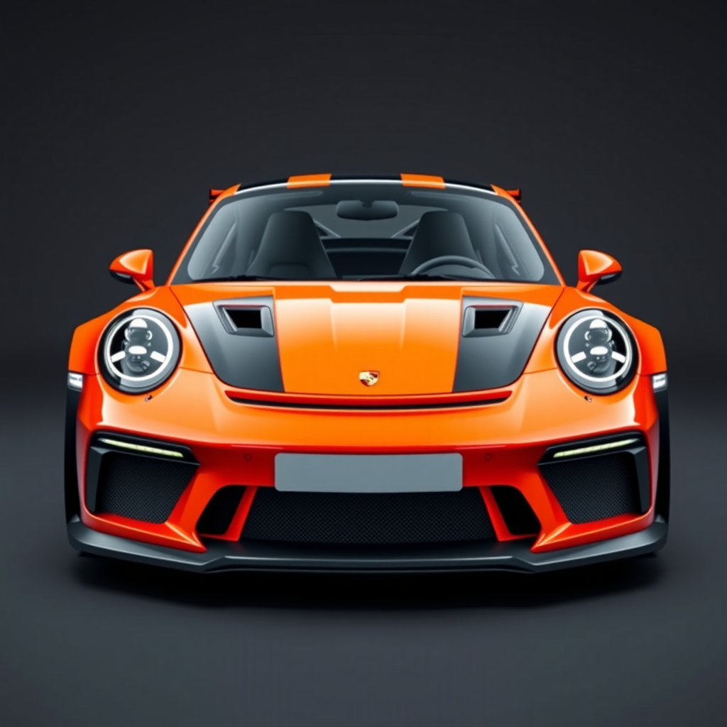 Front view of Porsche 911 GT3 RS race