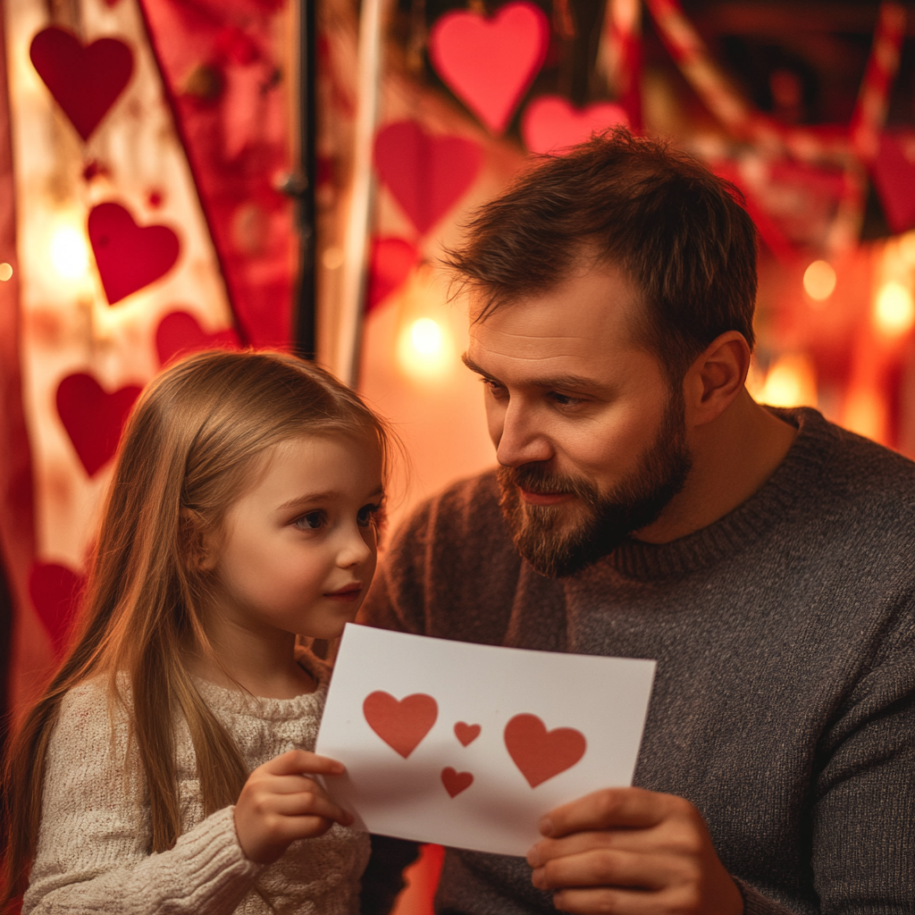 Fun Circus-Themed Father Daughter Photo with Hearts and Joy