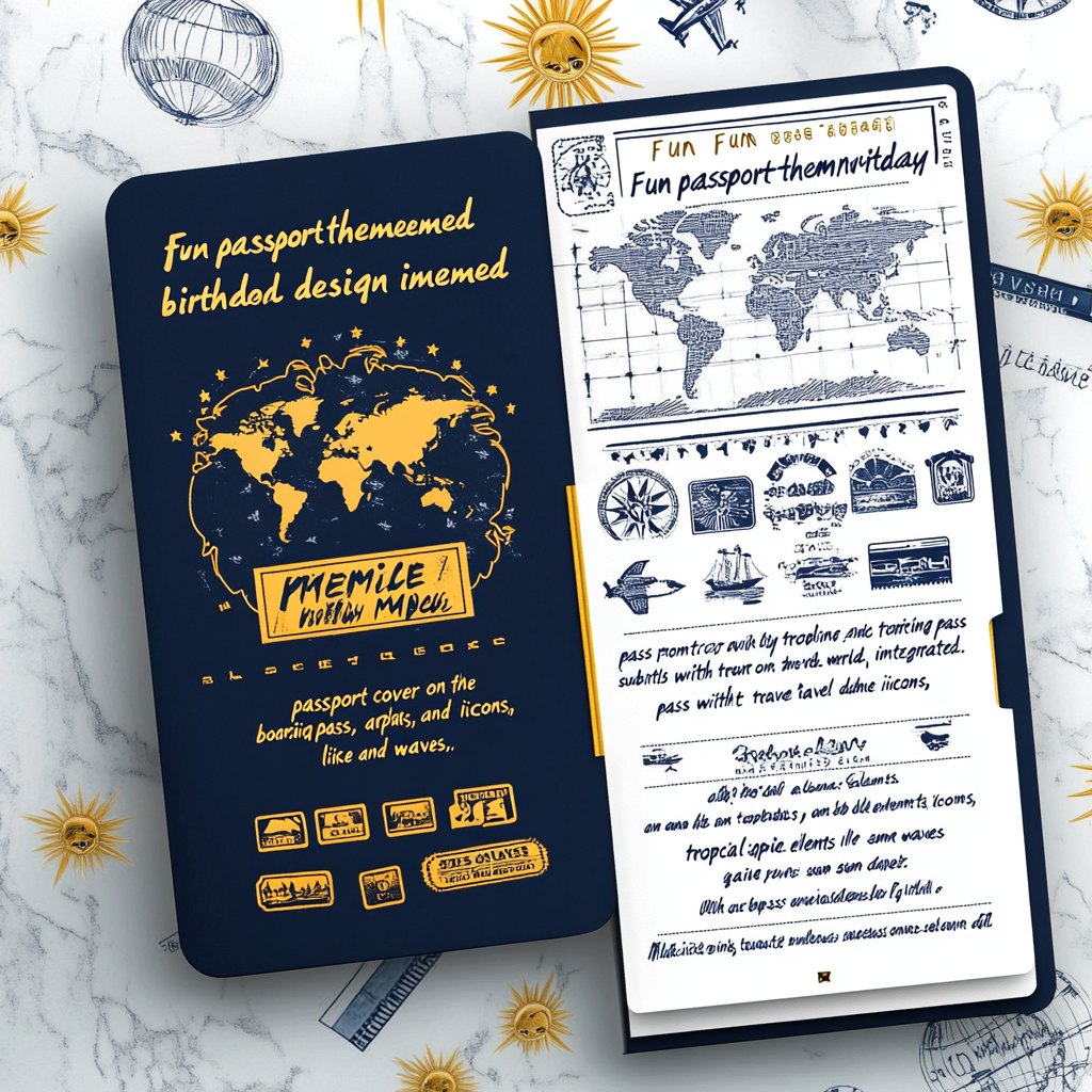 Fun passport birthday invitation with travel theme.