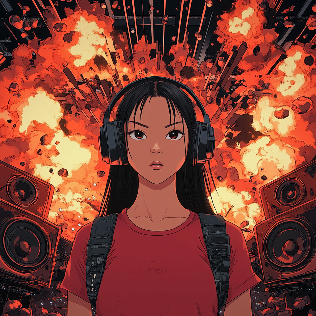 Future Girl on EDM Album Cover with Explosions