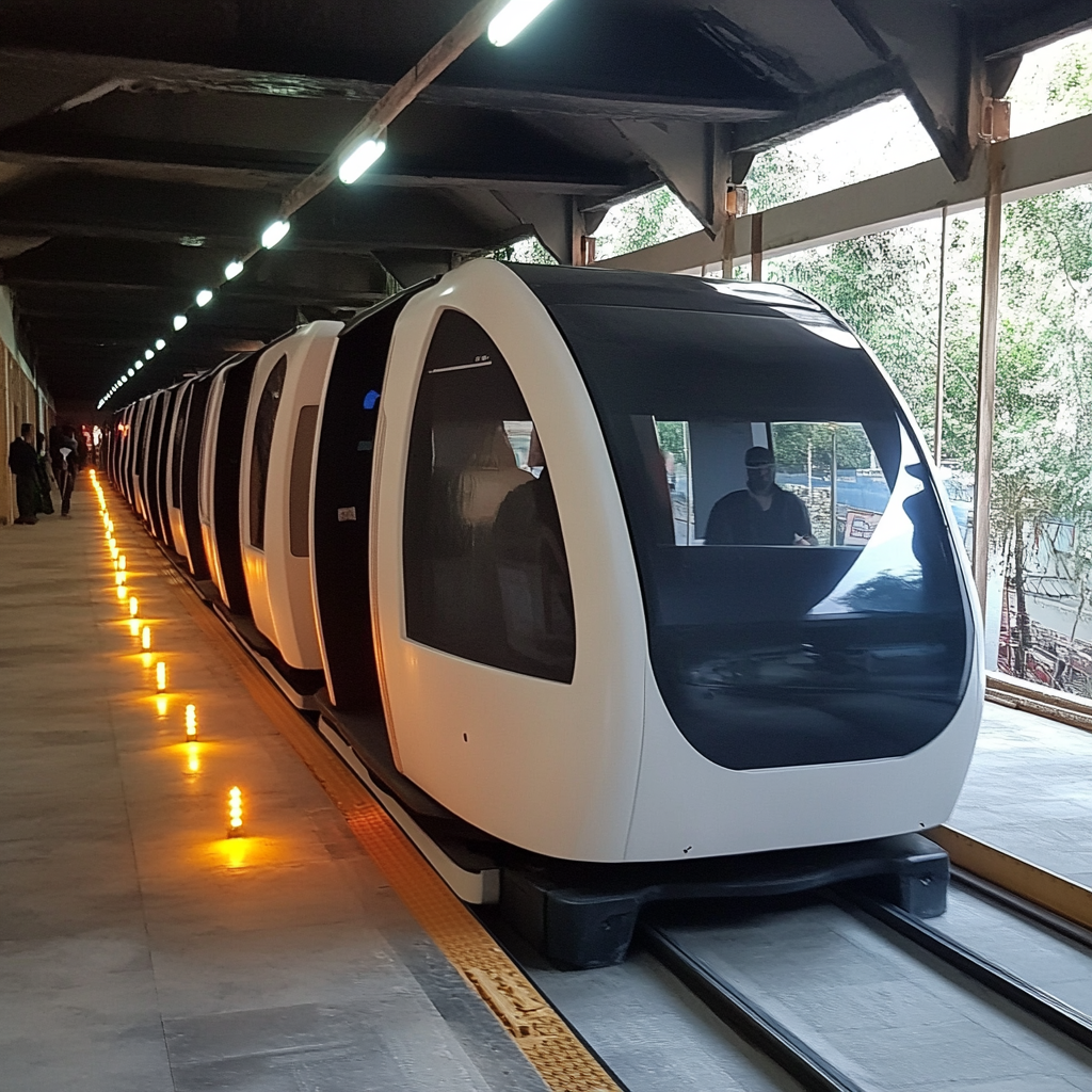 Future rail ride, automated sport carts, smart city exhibition.