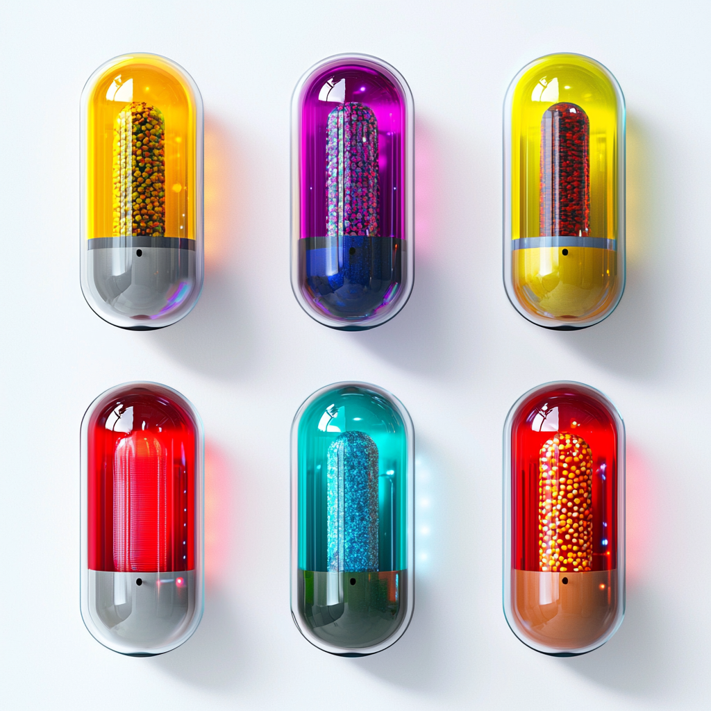 Futuristic, sleek capsules by Kraft Heinz with nutrients for athletes.