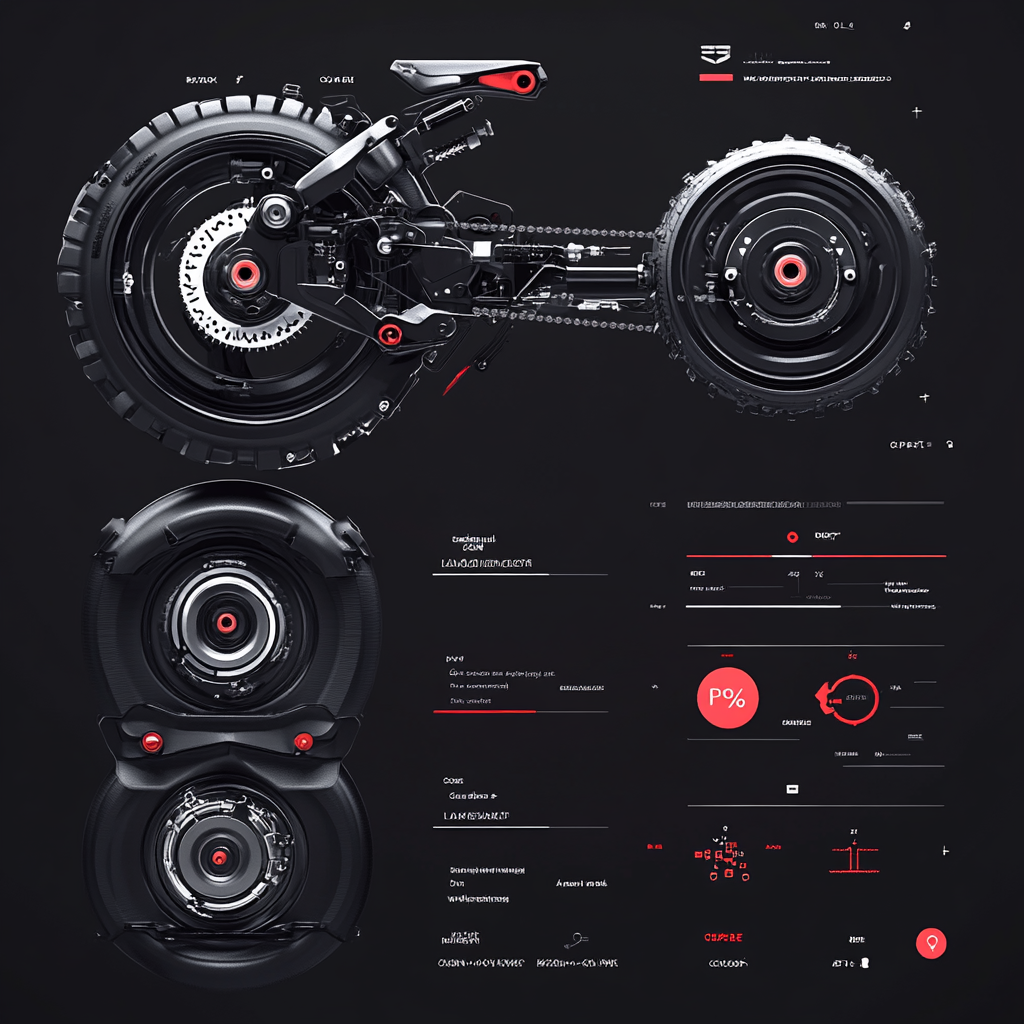 Futuristic Bike Transformer Parts with Progress Indicators.