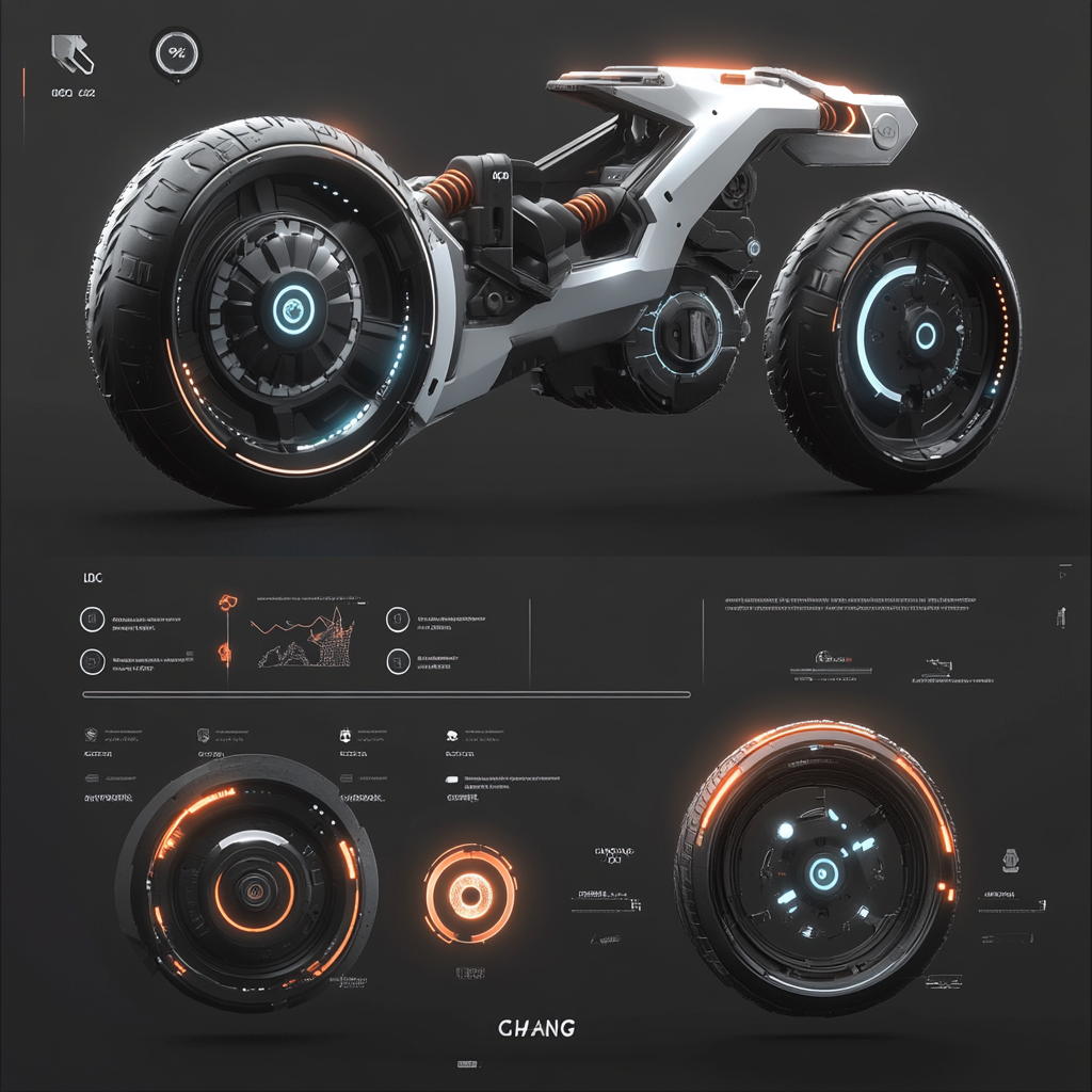 Futuristic Bike Transformer: Icon Progress Bars and Change Button