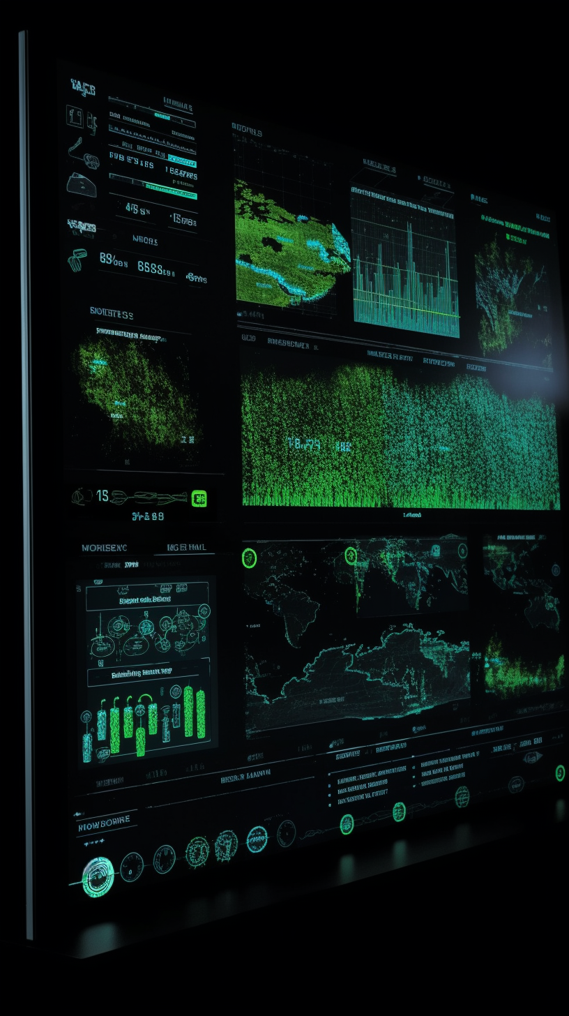 Futuristic HUD Displaying Agricultural Data in Neon Green