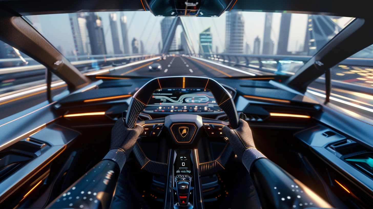 Futuristic Lamborghini Ride with Digital Screen inside