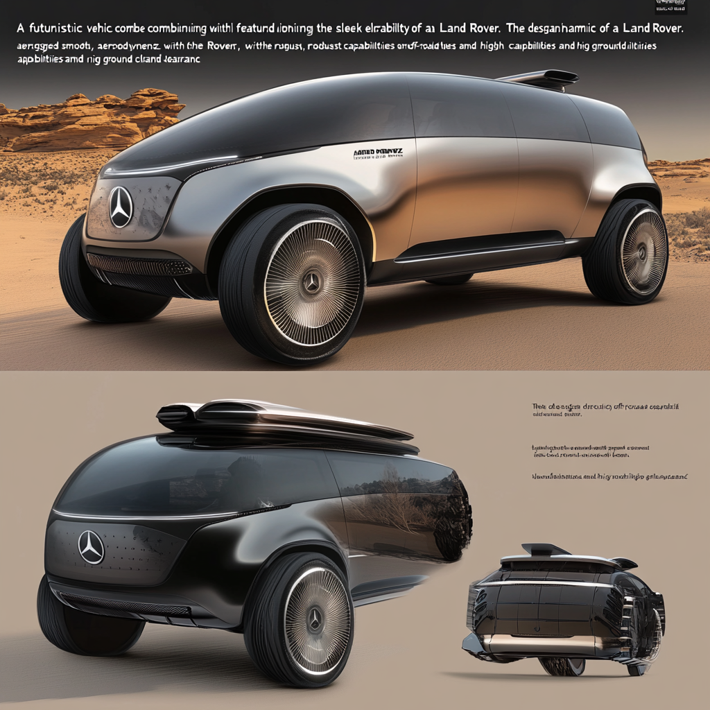 Futuristic Mercedes-Benz and Land Rover hybrid vehicle design.