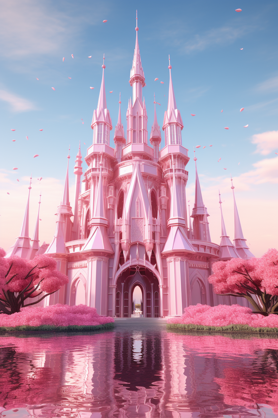 Pink Cinderella Castle in Futuristic Setting