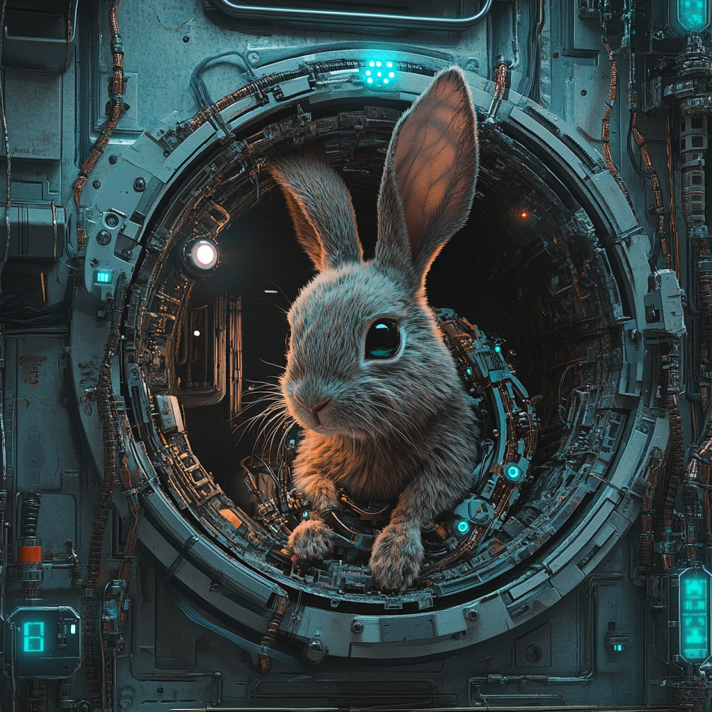 Futuristic Rabbit in Ultra HD Cyborg Hole