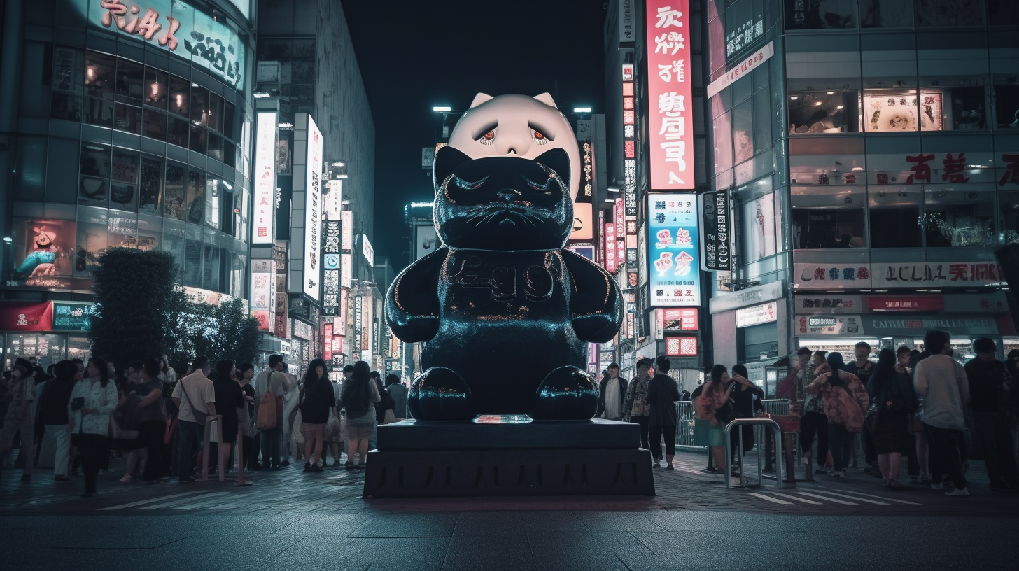 Futuristic Robby the Robot with cat-like features