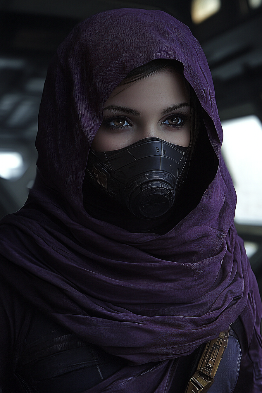 Futuristic Sci-Fi Woman Portrait with Rebreather Mask