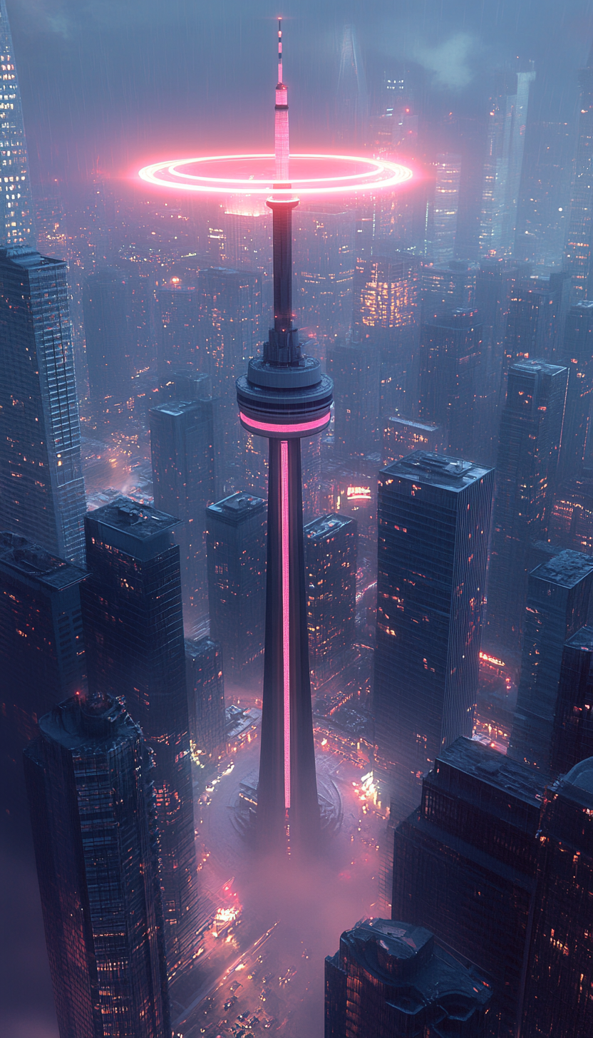 Futuristic Toronto: Extended CN Tower in Golden Hour