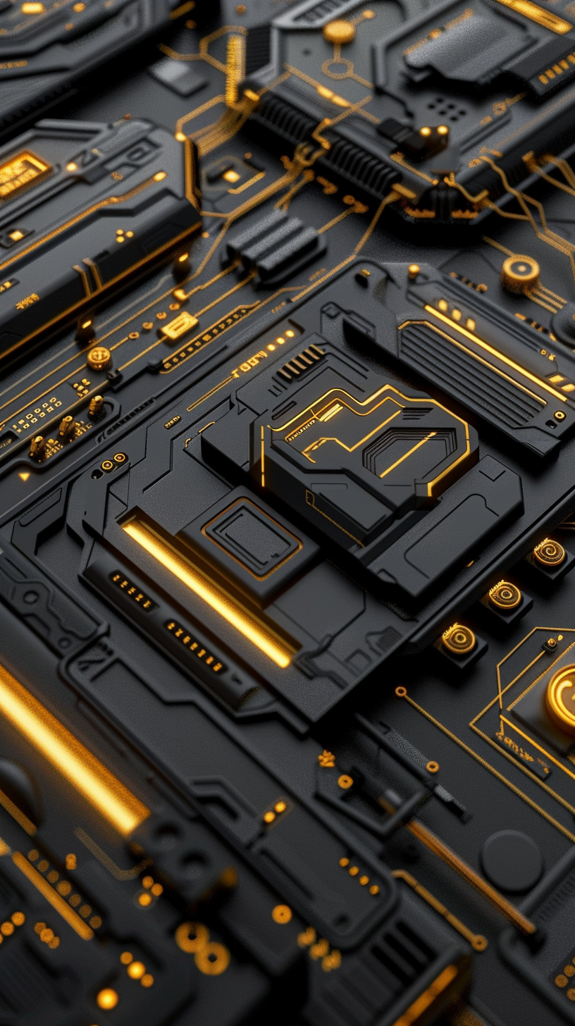 Futuristic black and gold cell phone wallpaper